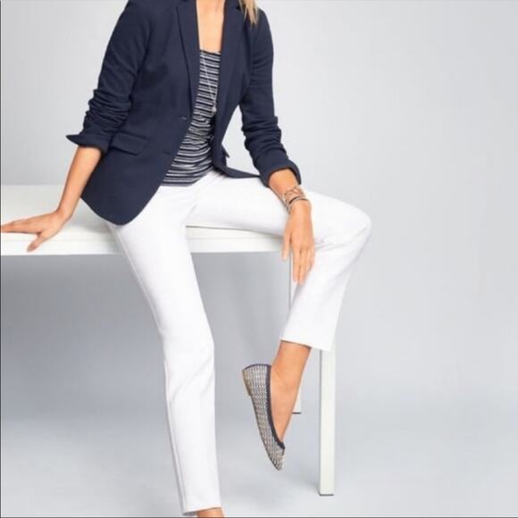 Talbots NEW Hampshire Ankle Pants Straight Leg White Stretch Women's Size 16 - Picture 1 of 8